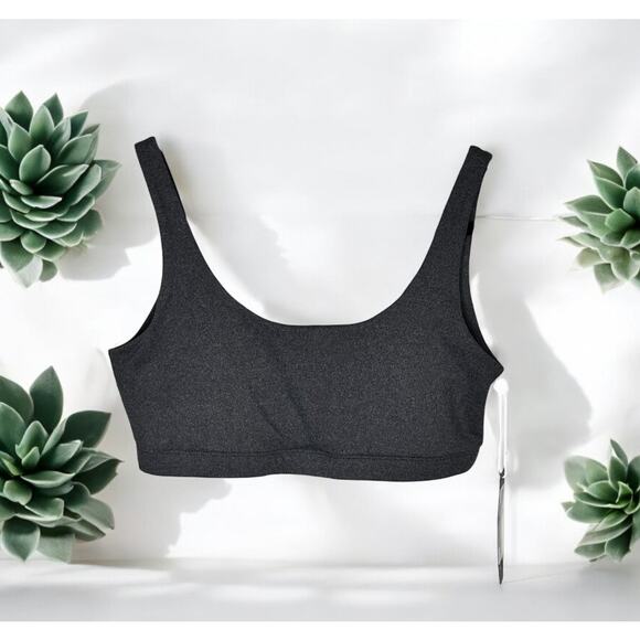 NWT Interval Double Scoop Yoga Sports Bra Pullover Heatner Charcoal Women's L - Picture 1 of 7